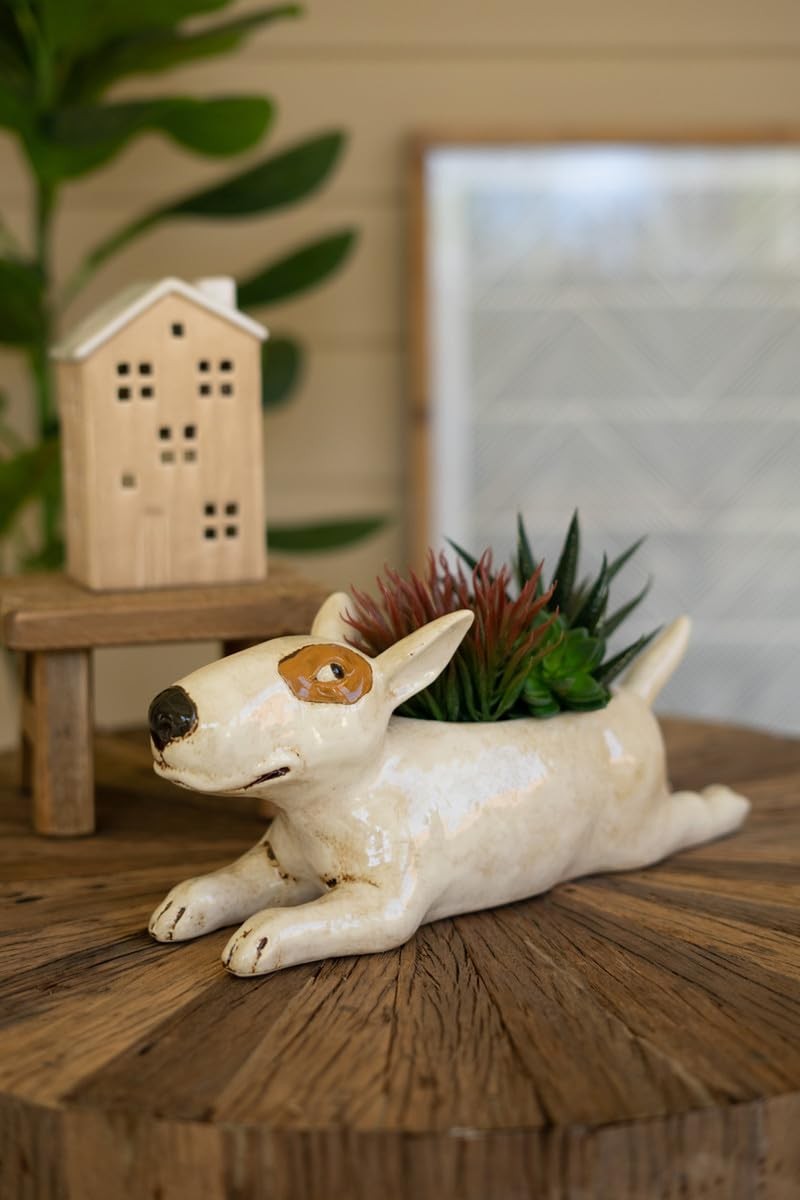 KALALOU CDV2264 Ceramic Bull Terrier Planter KALALOU Jade Office Organization